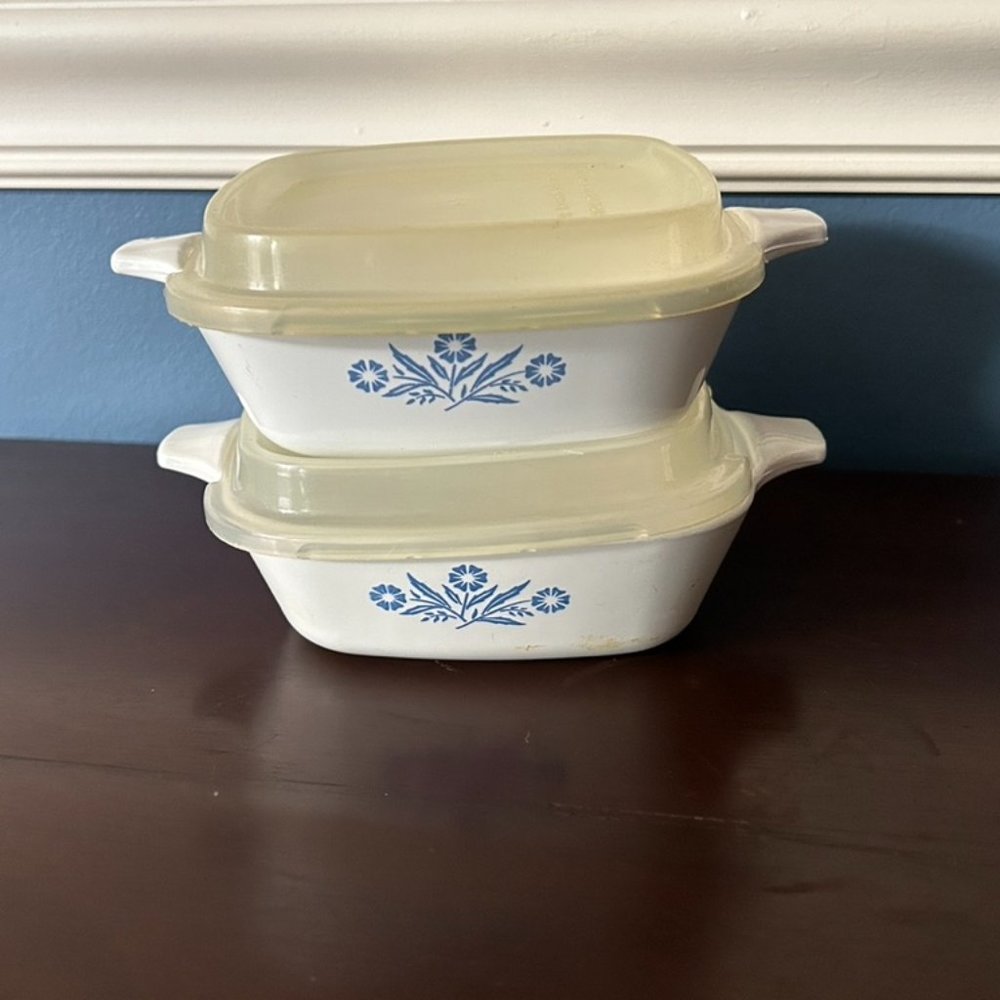 Two VTG Corning Ware Petite P-41 Individual Mini Casserole Dishes With Covers - Picture 2 of 10